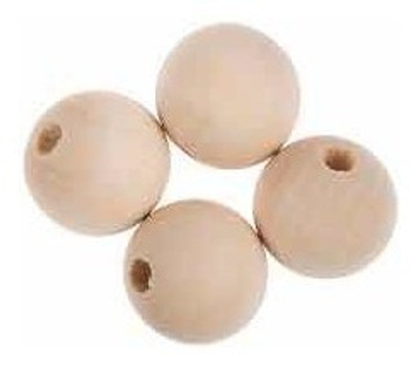 Cuentas Madera Natural Redondas  25 Mm X 25 Unidades Juki 1