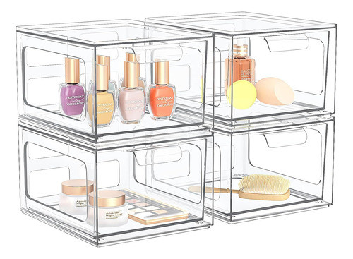Organizador De Maquillaje Apilable De 4 Piezas Con Asas 0