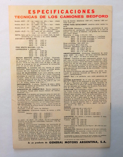 Folleto Concesionaria - Camión Bedford Diesel 1966 1