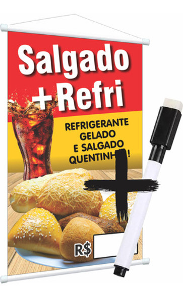 Banner Salgado E Refrigerante Escreve E Apaga + Caneta 0