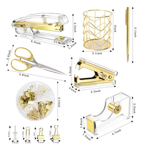 Juego De Accesorios De Escritorio De Oficina Dorados 1
