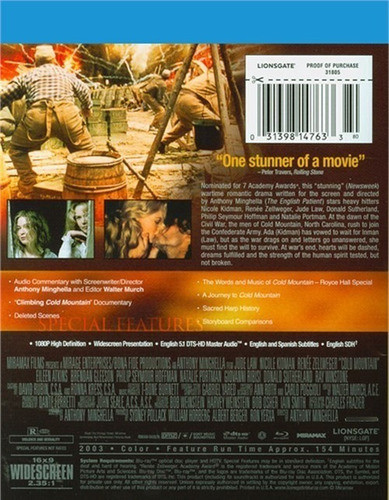 Blu-ray Cold Mountain / Regreso A Cold Mountain 1