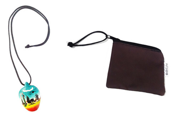 Mini Ocarina Peruana Pingente Com Cordão E Estojo 0