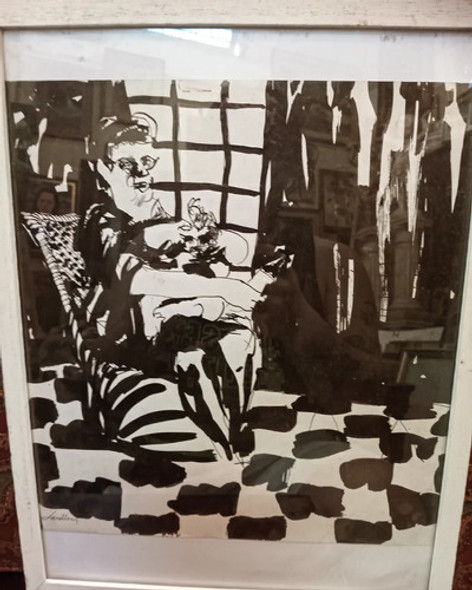 Tinta Sobre Papel Del Autor Julio Lavallen. Madre Y Su Hijo 0
