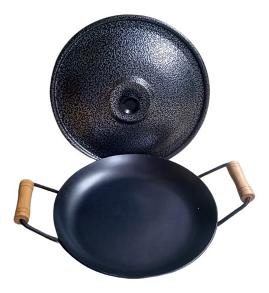 Chapa Redonda De Aço Com Tampa Ideal Para Porções Em Oferta 0