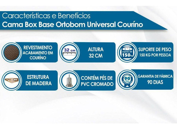 Cama Box Base Solteiro Courino Branco (96x20)ortobom 1