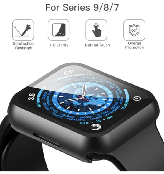 Protector Para Apple Watch S 9/8/7 41mm Negro Y Negro 1