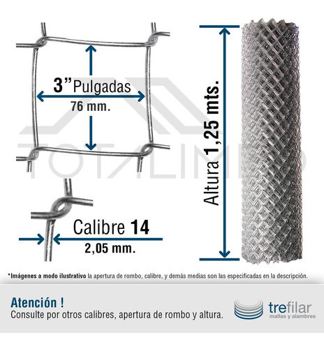 3 Rollos Alambrado Romboidal 3'' 1,25x10mts Cal 14 Cuota 1