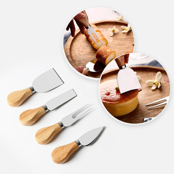 Conjunto Jogo P/ Cortar Queijo 4 Pçs Inox Kit Facas Espátula 0