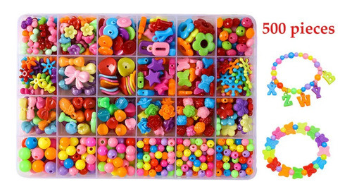 Kit Maleta Miçangas Artesanato Menina 500 Pç Cores Vivas Diy 1
