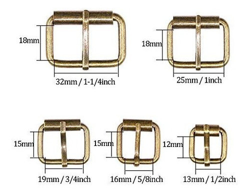 Hebillas C/rodillo Para Marroquineria X50u/5tamaños - Bronce 1