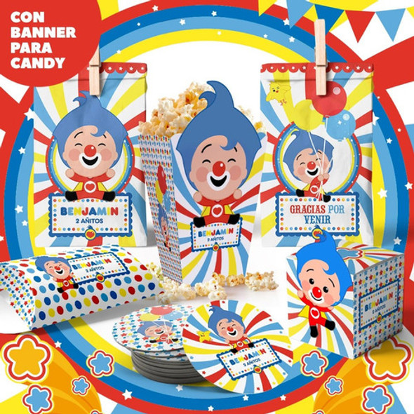 Kit Imprimible Plim Plim El Payaso, Circo, Candy Bar 0