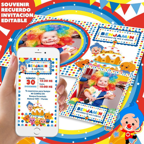 Kit Imprimible Plim Plim El Payaso, Circo, Candy Bar 1