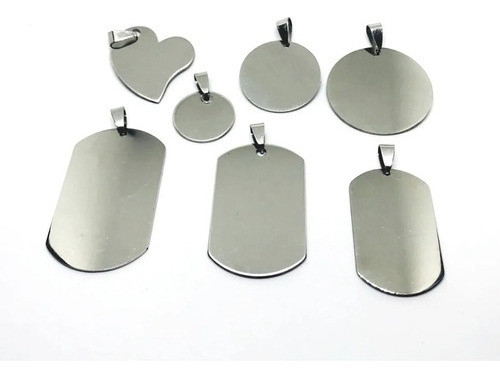 Pack 25 Medallas Chapas Grabables Acero Quirurgico 0