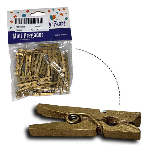 Kit 30 Mini Pregador Prendedor De Madeira Para Fotos Artes 1