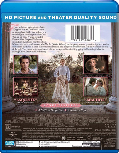 Blu-ray + Dvd The Beguiled / El Seductor  / De Sofia Coppola 1