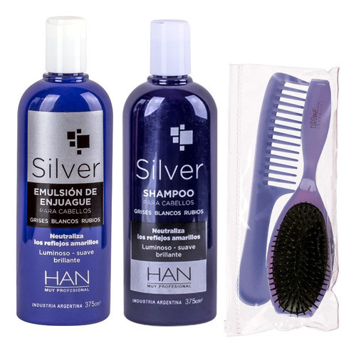 Han Shampoo Y Emulsion Neutraliza Amarillo Silver +kit Peine 0