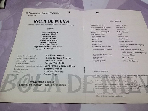Programa Teatro Metropolitan 2 Bola De Nieve Cecilia Rosetto 1