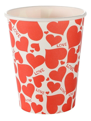30 Unid - Copo Papel 200ml Love Coração Dia Dos Namorados 0