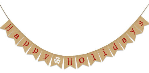 Colgante Banderines Arpillera Happy Holidays Decoración 0