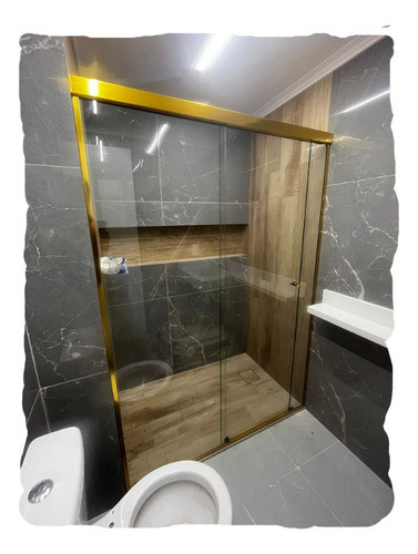 Kit Box Reto Canto Bc1 1,00 X 1,00 Banheiro S/ Vidro Dourado 0
