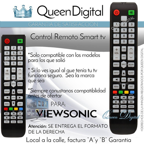 Control Remoto Para Viewsonic Vtv5017g-uhds Vtv4317g Smart 1