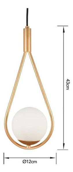 Pendente Alumínio E Vidro Dourado E Globo Fosco Pd1658 1