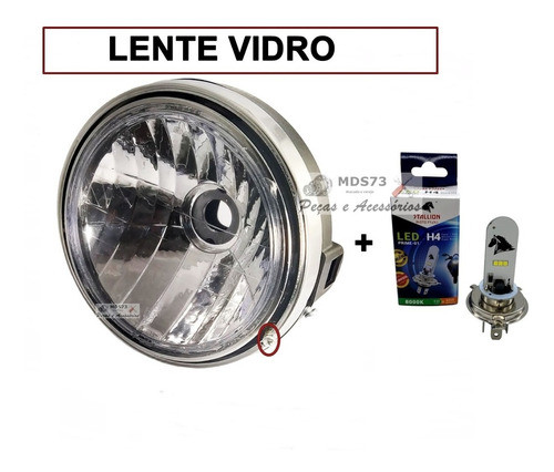 Farol Ybr 125 2000 2001 2002 2003 2004 2005  + Lâmp Led 0