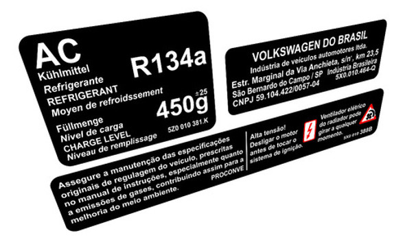 Etiquetas Advertência Vw Gol G5 - Frete Grátis 0