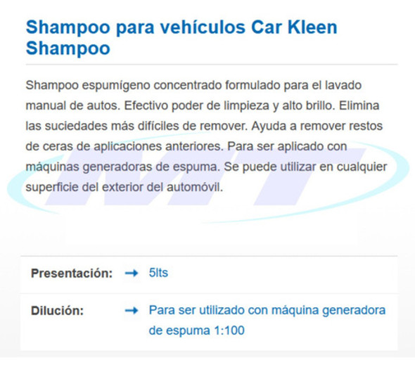 Shampoo Para Autos Con Cera Car Kleen X 5l 1