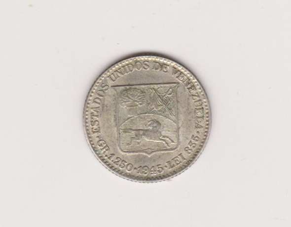 Moneda Venezuela 25 Centimos Año 1945 Plata Excelente ++ 0