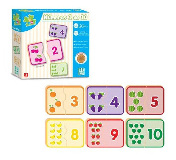 Jogo De Encaixar Números 0 A 10  20 Peças Nig Brinquedos 0