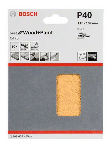 Set 10 Lijas 115x107 Mm Abrojo Lijadora Orbital Bosch Gr 40 0