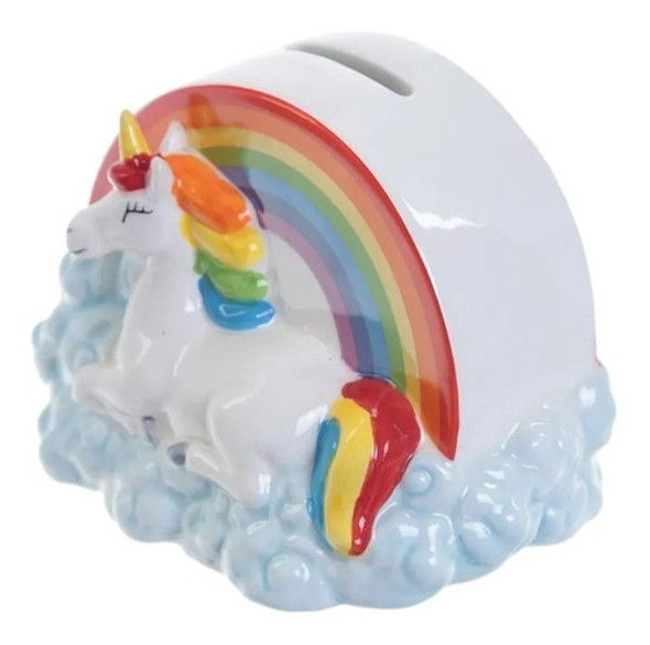 Alcancia Unicornio Arco Iris Colores Ceramica Diseño Niños 0