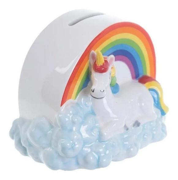 Alcancia Unicornio Arco Iris Colores Ceramica Diseño Niños 1