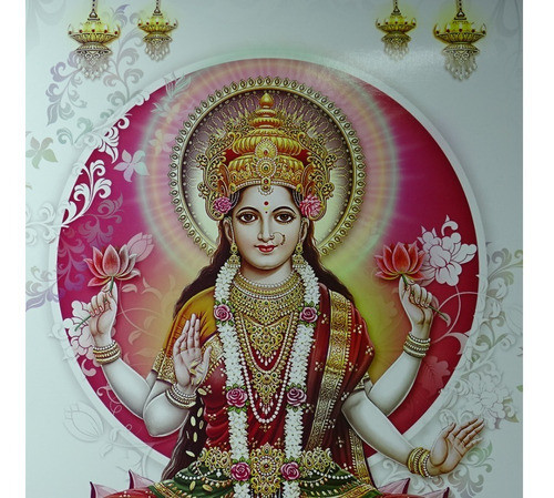 Pôster Gravura Imagem Papel Divindade Hindu Laxmi Gg5 1