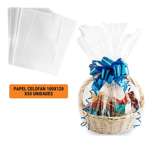 Papel Celofan Bopp Transparente 100x120 Pack X50 Hojas Resma 1