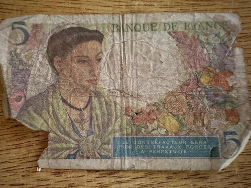 Billete 5 Francos 1943 Francia 1