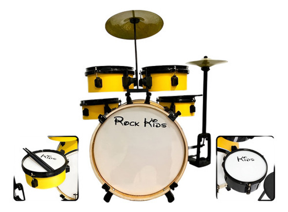 Bateria Infantil Rmv Amarela Com Chimbal Completa 1