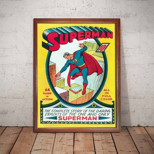 Superman Numero 1 (dc, 1939) Poster Tapa Comic Enmarcado 0