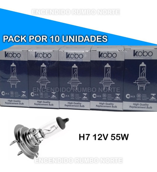Combo Pack 10 Lamparas H7 Luz Baja 12v 55w Kobo 1 Combo Pack 10 Lamparas H7 Luz Baja 12v 55w Kobo 1
