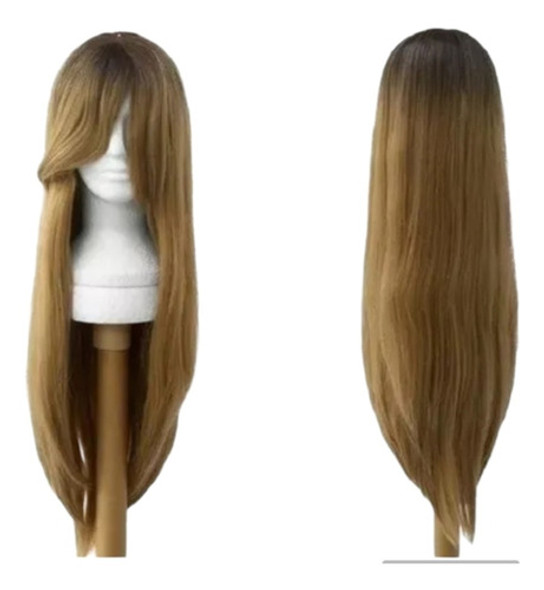 Peluca Orgánica, Larga Lisa 250g Aspecto Natural Flequillo 0