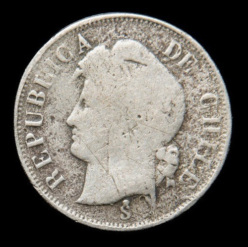 Chile 2 Centavos 1871 Regular Km 147 1
