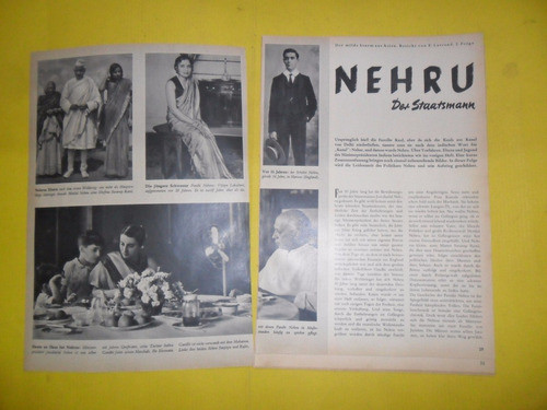 Nehru Der Staatsmann India Gandhi Paz Aleman 1956 0