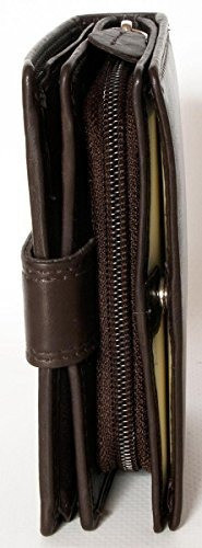 Cartera De Cuero Genuino Marron Oscuro Para Mujer Sin Ningun 1