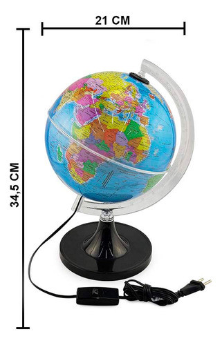 Kit Globo Led 21cm + Mapa Mundi Sp E Brasil Tamanho Grande 1