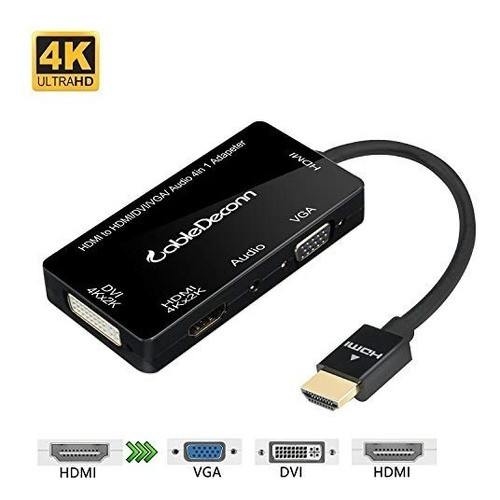 Cabledeconn Multiport 4 In 1 Hdmi To Hdmi Dvi 4k Vga Adapte 0