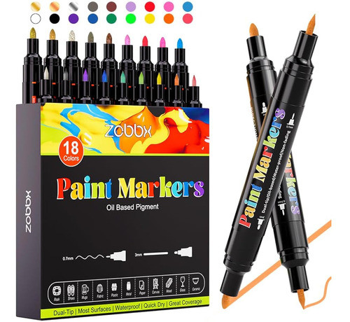 Zobbx Marcadores De Pintura De 18 Colores, 0
