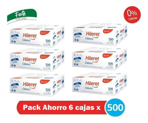 Edulcorante Hileret Clasico  6 Cajas X 500 Sob -pack Ahorro 0