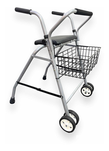 Andador C/ruedas Ortopédico Adulto Plegable Asiento Canasto 0